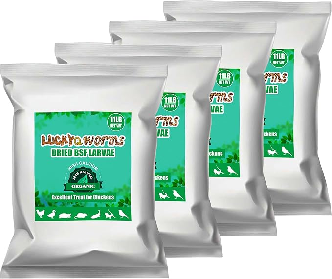 Dried Black Soldier Fly Larvae 44LBS, 85X More Calcium Than Mealworms High-Protein BSF Larvae Chicken Treats Non-GMO BSFL for Chickens, Hens, Ducks, Wild Birds