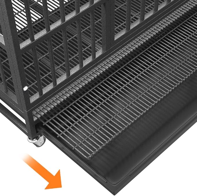 BOLDBONE 38 inch Heavy Duty Indestructible and Escape-Proof Dog Crate Cage Kennel for Large Dogs, High Anxiety Dog Crate with Removable Wire Trays and Wheels, Extra Large XL XXL, Silver