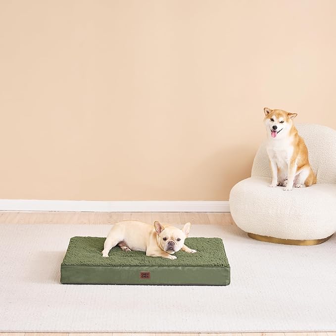 EHEYCIGA Orthopedic Dog Beds for Large Dogs with Removable Washable Cover, Dark Green, 36x27