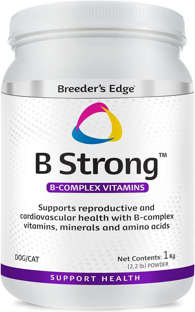 Breeder’s Edge B Strong Powder, B-Complex Vitamin Supplement for Dogs and Cats, Supports Reproductive Health, Promotes Normal Heat Cycles, and Helps Maintain Energy, 1kg
