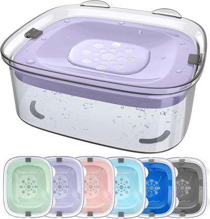 AONKEY 3L Dog Water Bowl No Spill, 101oz Large Spill Proof Dog Bowl Reduce Refill, Anti Splash No Mess Dispenser Dripless Slow Drinking Water Bowl for Sloppy Messy Drinkers (Violet)
