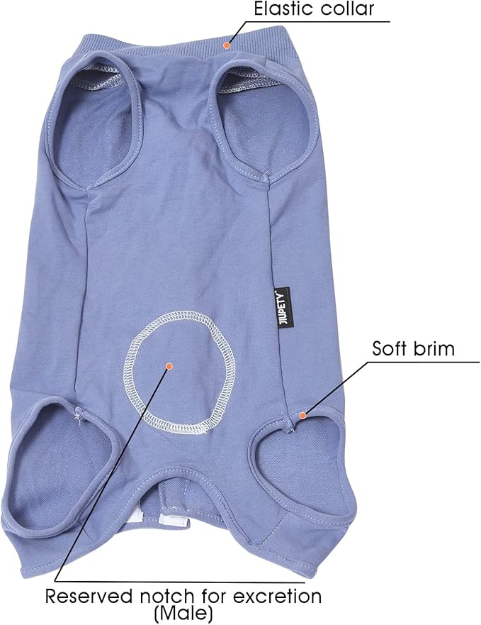Jiupety Dog Recovery Suit Adjustable, Not Fit Slim and Long Body, Dogs Suit for Surgery Recovery, 2XL Size, Anti-Licking Surgical Dog Onesies, Blue & Paw