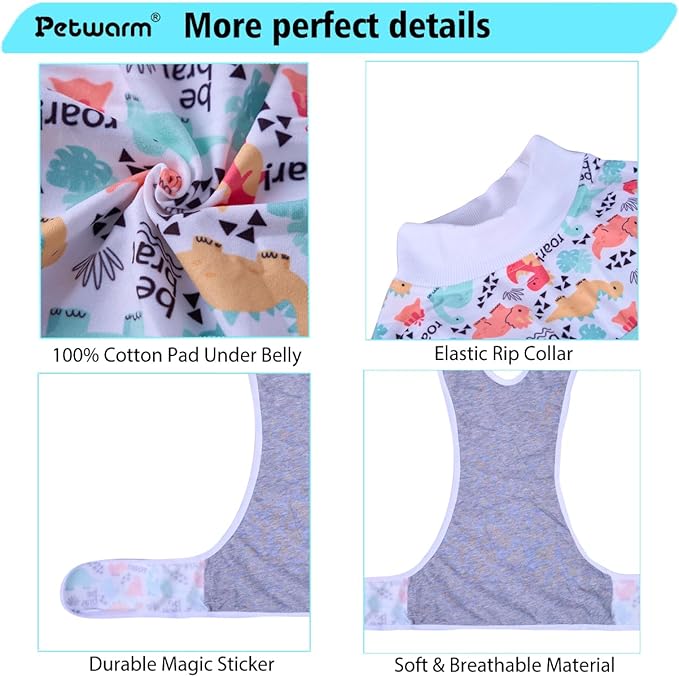 PetWarm Dog Surgery Suit, Dog Surgical Recovery Suit, E Collar Alternative for Dogs After Surgery, Abdominal Wounds Bandages Female Male Onesie for Dogs Spay Neuter, White, L