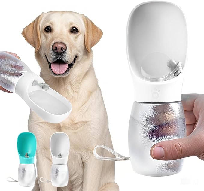 Kalimdor Dog Water Bottle,Leak Proof Portable Puppy Water Dispenser with Drinking Feeder, Dog Walking Accessories for Pets Outdoor Walking, Hiking, Travel, Food Grade Plastic