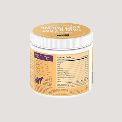 Natural Rapport Dog Skin and Coat Supplement - The Only Skin and Coat Soft Chews Dogs Need - 120ct Treats that Contain Salmon Oil and Omegas 3, 6, & 9