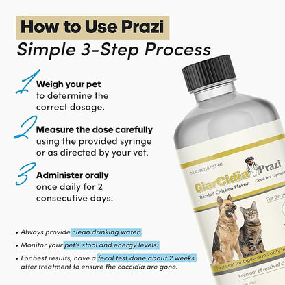 No More Tapeworms in Cats and Dogs- Dewormer for Cats and Dewormer for Dogs - Vanilla Flavour with 3ml Dropper (120ml Vanilla)