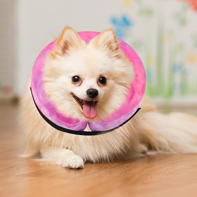 Dog Cone, Y-blue Cone Collar Inflatable Dog Neck Collar Recovery E-Collar Alternative, Cat Donut Collar After Surgery for Dogs and Cats(Rose Purple, S)