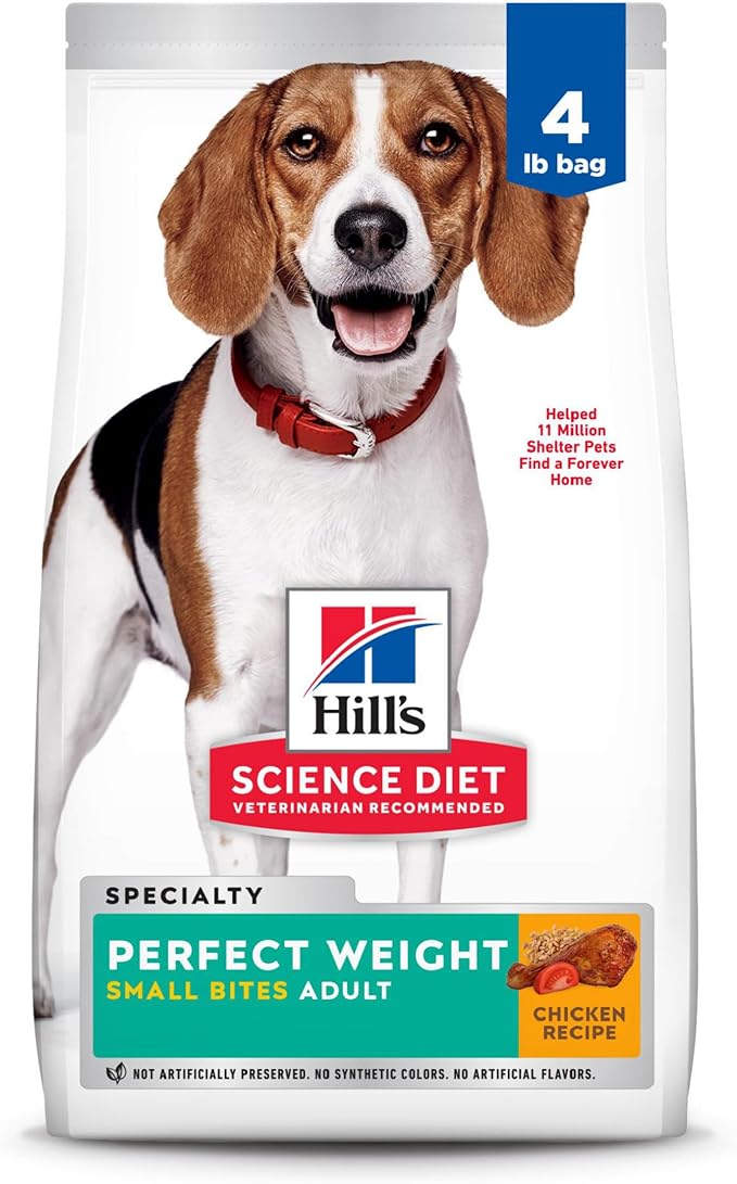 Hill's Science Diet Adult Perfect Weight Small Bites Dry Dog Food, Chicken, 4 lb. Bag