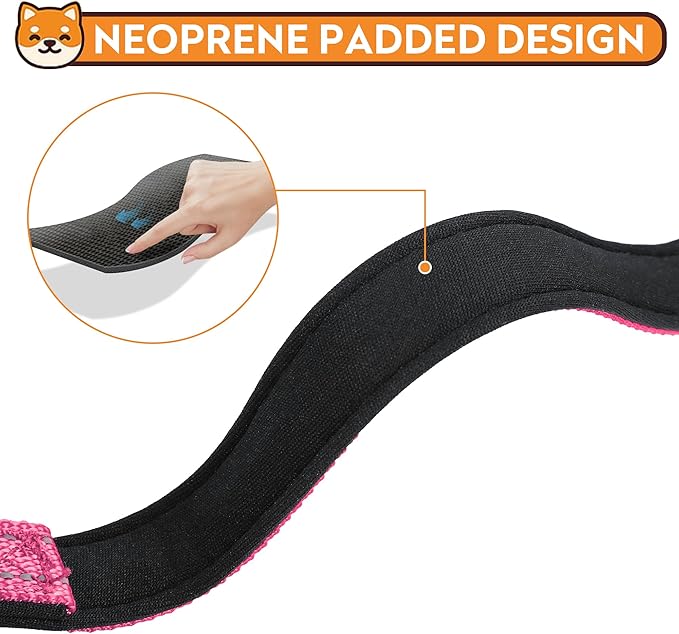 Reflective Dog Collar, Adjustable Soft Neoprene Padded Nylon Pet Collars with Buckle for Small Dogs, Hotpink,S