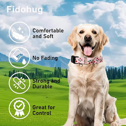 Martingale Dog Collar for Medium Dogs with Buckle No Pull Pink Girl Cute Dog Collars (Cherry, Medium)