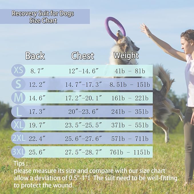 Dog Surgical Recovery Suit, After Spay Abdominal Wounds Post Surgical Suit for Dogs Female Male Onesies, Anti Licking Breathable Pet Shirt for Small Large Dogs, Dog Surgery Collar Alternatives