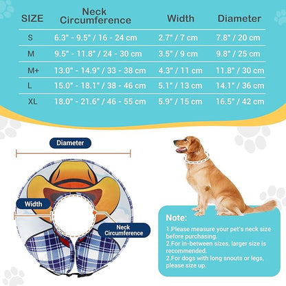 Avont Inflatable Dog Cone Collar After Surgery, Soft Dog Donut Collar to Stop Licking, E Collar Cone Alternative for Small Medium Large Dogs -Cowboy(S)