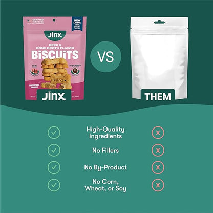 Jinx Oven-Baked Beef Bone Broth Biscuit Treats, Crunchy, All Natural, Superfood-Rich with Real Beef, Pumpkin & Blueberries, 16oz