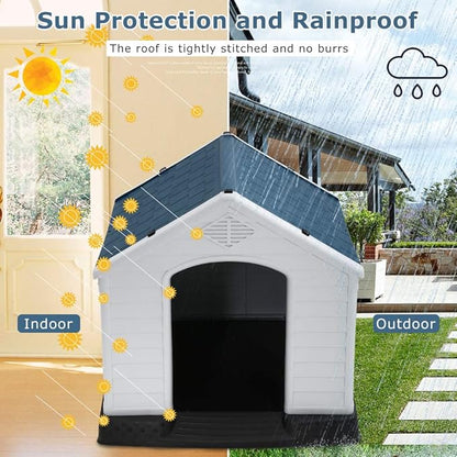 BestPet Dog House Indoor Outdoor Insulated Kennel Durable Plastic Dog House for Small Medium Large Dogs Weather & Water Resistant Pet Crate with Air Vents and Elevated Floor