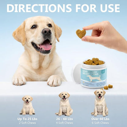 HAPIPET Dog Cough & Throat Relief Chews, Natural Kennel Cough Treatment with Herbal Extracts – Real Chicken Flavor, Soothes Breathing Discomfort, 120 Soft Chews
