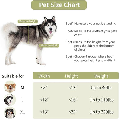FreeStanding Doggy Door for Wall, Doggie Door with Aluminum Frame, Telescoping Tunnel, Magnetic Flap Design and Two Sliding Lock Panels,Medium,Gray.