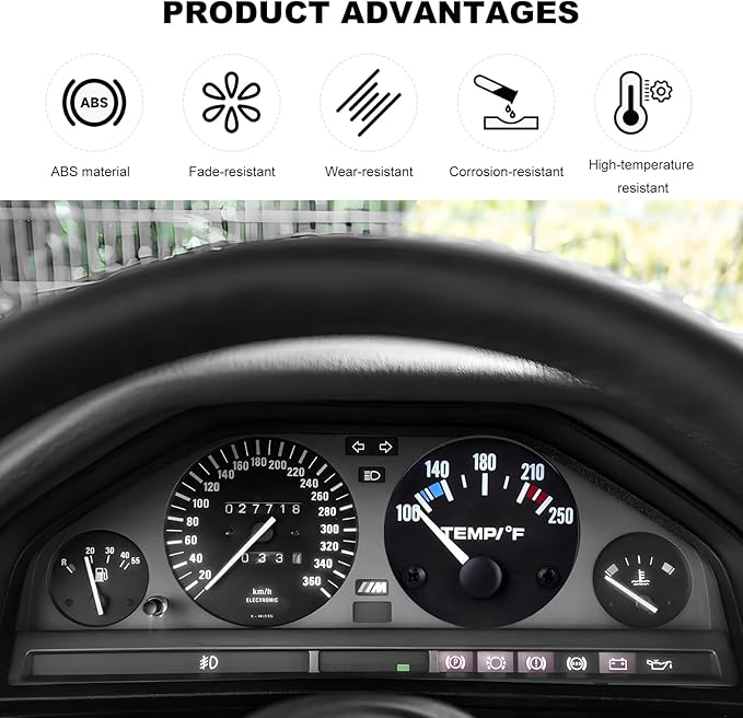 2" 52mm Water Temp Gauge, 100-250℉ Temperature Meter with LED Backlight & Sensor, Universal DC12V Water Temp Thermometer for Truck SUV RV Marine Boat, Car Accessories