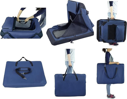 EliteField 3-Door Folding Soft Dog Crate with Carrying Bag and Fleece Bed (2 Year Warranty), Indoor & Outdoor Pet Home (24" L x 18" W x 21" H, Navy Blue)