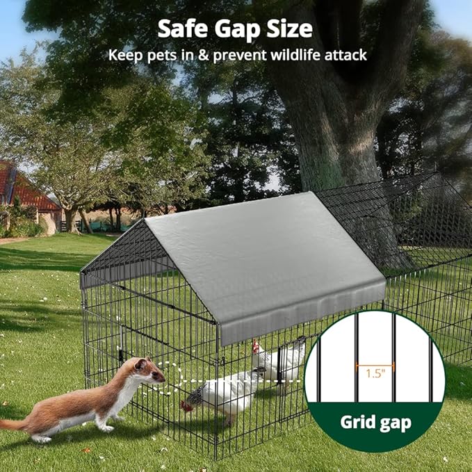 PawGiant Chicken Coop, Chicken Run Pen for Yard with Cover Outdoor Metal Portable Chicken Tractor Cage Enclosure Crate Outside for Small Animals Duck Rabbit Hen 86"×40"