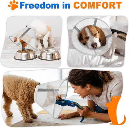 Breathable Mesh Dog Cone Collar with Soft Liner for Surgery, Elizabethan Recovery Alternative to Stop Licking,Pet Neck Collar for Large Medium Small Breeds(White,2)