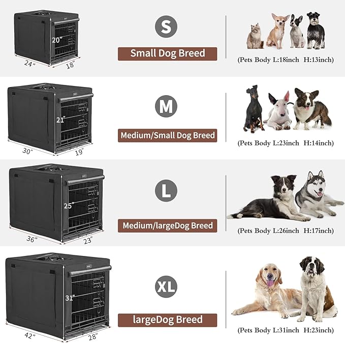 DONORO Dog Crates for Small Size Dogs Indoor Double Door Dog Kennels & Houses for Puppy and Cats, Collapsible Metal Contour Dog Cages (Black, 36.0" L x 23.0" W x 25.0" H)
