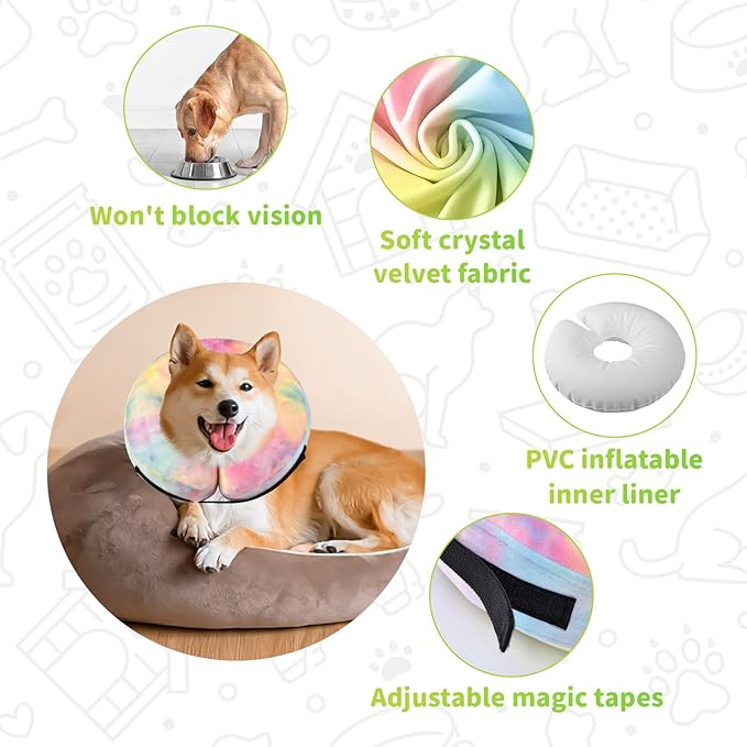 Dog Neck Collar Recovery E-Collar Alternative, Dog Donut Collar After Surgery for Dogs and Cats(Pink Blue, M)