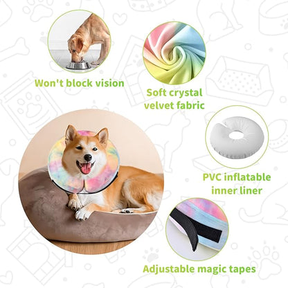 Dog Neck Collar Recovery E-Collar Alternative, Dog Donut Collar After Surgery for Dogs and Cats(Pink Blue, M)