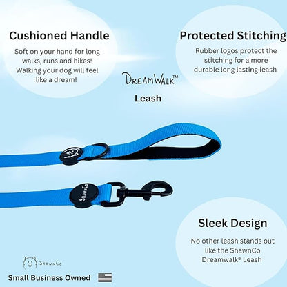 ShawnCo Dream Walk Dog Leash- Premium, Nylon Pet Leash with Soft Neoprene Handle for Small, Medium and Large Dogs (Pacific Blue, Medium/Large)