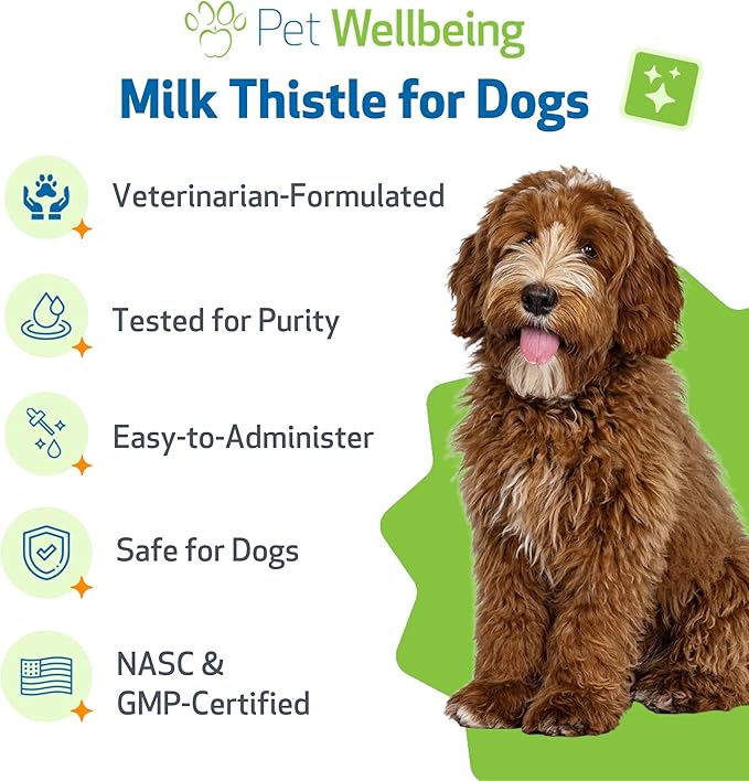 Pet Wellbeing Milk Thistle for Dogs - Organic Milk Thistle, Supports Healthy Liver Function & Detoxification - NASC Certified & Vet-Formulated - 2 oz Liquid