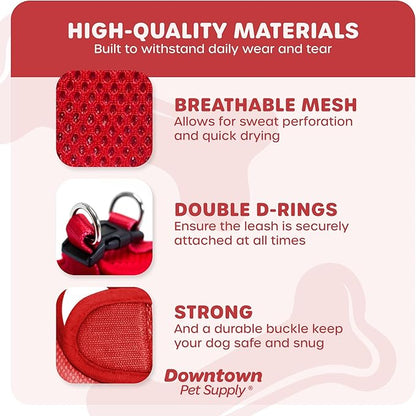 Downtown Pet Supply Step in Dog Harness No Pull, X-Large, Red - Adjustable Harness with Padded Mesh Fabric and Reflective Trim - Buckle Strap Harness for Dogs