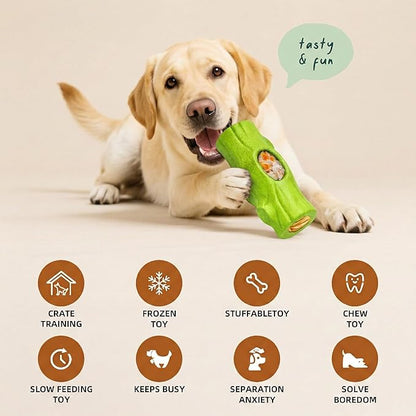 2 Pack Green Dog Toys for Aggressive Chewers, Interactive Indestructible Dog Toys with Frozen Treat Function, Durable Dog Puzzle Toy for Large & Medium Dogs, Reduces Anxiety & Extends Playtime