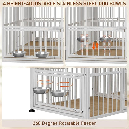 Dog Crate Furniture for 2 Dogs, 72" Extra Large Double Dog Cage Large Breed, XXL Thick Wooden Dog Crate with Storage Rack, Sturdy Dog Kennel with Removable Divider