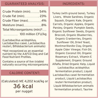 Primal Freeze Dried Raw Dog Food Nuggets, Turkey & Sardine Complete & Balanced Meal, Also Use as Topper or Treat, Premium, Healthy, Grain Free, High Protein Raw Dog Food, 30 oz