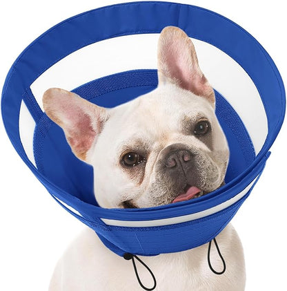SAWMONG Soft Cone for Dogs – Small Dog Recovery Collar, Adjustable E-Collar to Stop Licking After Surgery (S, Blue)
