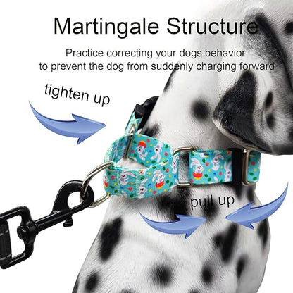 Easter Martingale Collar for Dogs with Buckle Bunny Dog Collar Adjustable Soft Nylon Girl Dog Collars for Medium Dogs, Green Rabbit