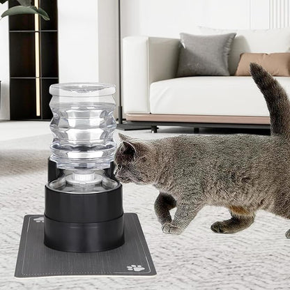 RIZZARI Automatic Cat Water Dispenser: Large 5L Black with Stainless Steel Bowl - Spill-Proof Design - Extra-Wide Elevated Feeder - Eases Drinking for Senior Dogs with Joint/Spine Issues - Home Use