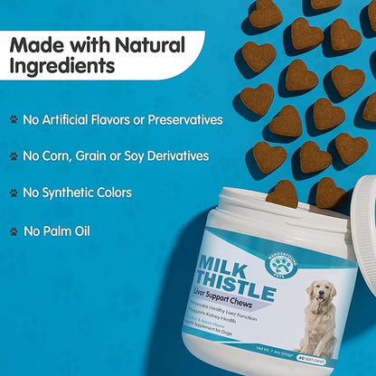 Wanderfound Pets Milk Thistle for Dogs – Tasty Salmon & Bacon Flavored Natural Liver Support for Pets – Kidney Cleanse Detox & Repair Formula Manufactured in the USA – Soft Chew Treats