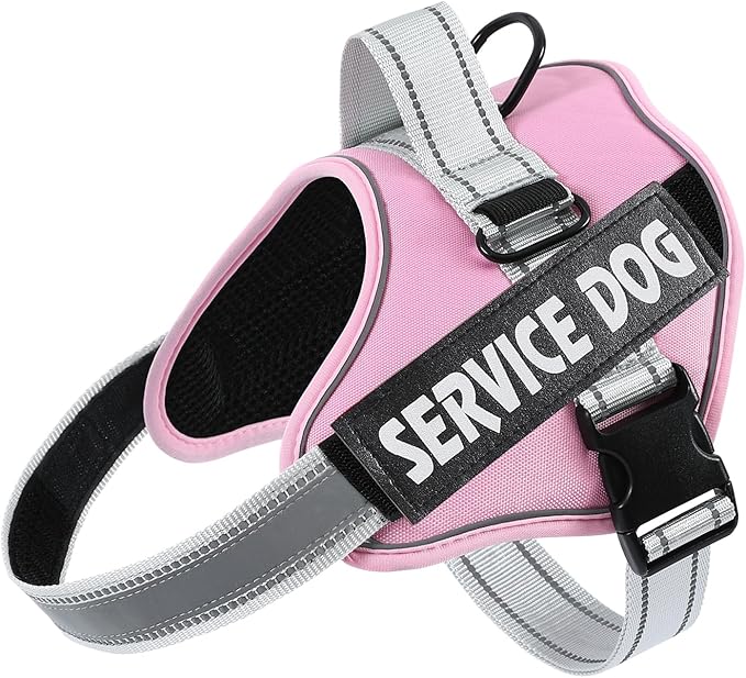 MUMUPET Service Dog Harness with 3M Reflective Safety, Easy Adjust & No-Pull Design - Breathable Nylon Handle for Small/Medium/Large Dogs