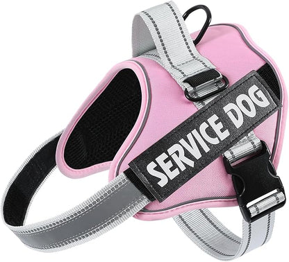 MUMUPET Service Dog Harness with 3M Reflective Safety, Easy Adjust & No-Pull Design - Breathable Nylon Handle for Small/Medium/Large Dogs