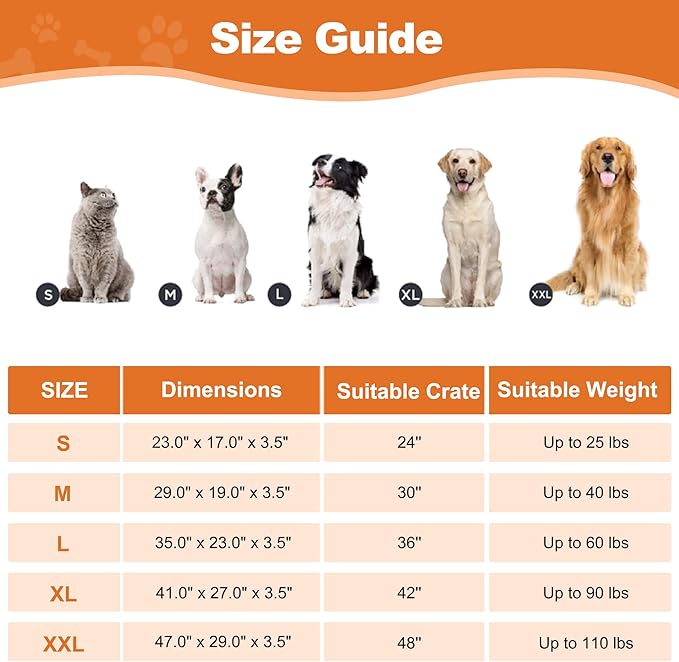 POCBLUE Deluxe Washable XXL Dog Bed for Large Dogs Dog Crate Mat 47 Inch Comfy Fluffy Kennel Pad Anti-Slip for Dogs Up to 110 lbs, 47" x 29", Grey