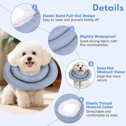 Dog Recovery Collar, Breathable Adjustable Soft Dog Cone, Waterproofing Cat Neck Cone, Pet Donut Collar After Surgery (Blue Gray, XL)