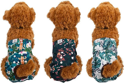 CuteBone Dog Diapers Female Washable Small Medium Large 3 Pack Reusable Doggie Diapers Puppy Period Pants for Doggy Heat Cycle Peeing