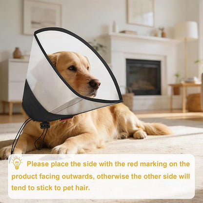 Plastic Dog Recovery Cone Collar, Soft Comfortable Breathable Post-Surgery Pet Cone, Escape-Proof, Easy Clean, Prevents Licking Wounds, Waterproof & Adjustable L (Neck 14.1"-18.1")