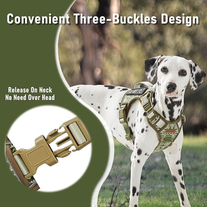 AUNZO No-Pull Dog Harness for Small Dog Breeds, Escapeproof Easy Walking Reflective Adjustable Lightweight Dog Vest with Breathable Oxford Material, Easy on Easy Off with Neck Buckle, Green Ethnic XS