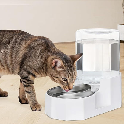 Sfozstra Large Dog Water Dispenser: 4L Stainless Steel Gravity Cat Water Feeder - Quiet Refill - No Power Needed - for Kittens & Cats - Bedroom/Kitchen Corner/Crate Area