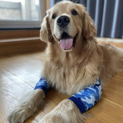 HDKUW Dog Elbow Protector, Dog Front Leg Recovery Sleeve for Prevent Licking Wound, Elbow Sleeves with Mesh Pad for Medium Large Dogs