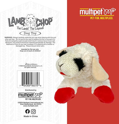 Multipet Lamb Chop Dog Plush Toy - Squeaky Toy for Small & Medium Dogs - Extra Soft Plush - Stuffed Animal for Cuddling & Playing (10",Cream,5 Squeakers),(Pack of 3)