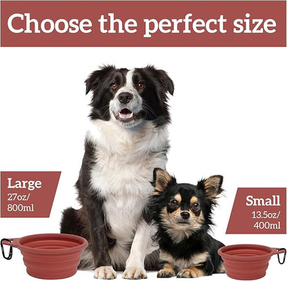 OHMO Collapsible Dog Bowl(2 Pack, 12oz/400ml) Premium Silicone Pet Water Bowls for Cats & Dogs, Portable Dog Travel Bowls Foldable for Outdoor Camping Hiking