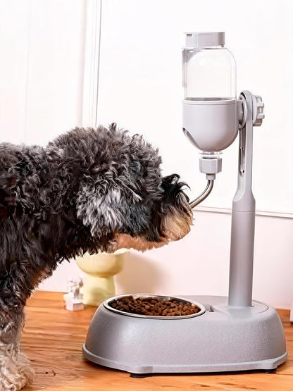Pet Water Dispenser, Pet Standing Water Dispenser Bowl, 2 in 1 500ml Multifunctional Detachable Height with Stand for Dogs Cats