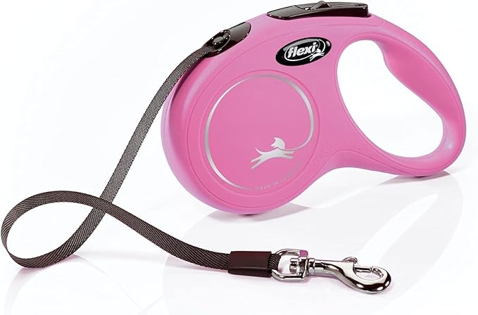 FLEXI® Classic XS Tape Retractable Dog Leash (Pink)-10 ft for Extra Small, Tiny Dogs up to 26 lbs| Ultra Compact Pocket-Size, 3-Finger Grip, German Quality| Tangle-Free, One-Hand Brake, Pause & Lock